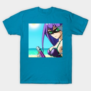 Anime Girl with Purple Hair at the Beach T-Shirt